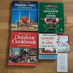 4 Vtg BETTY CROCKER Cookbooks~For 2~Dinner in a Dish~Outdoor~Good & Easy~MCM